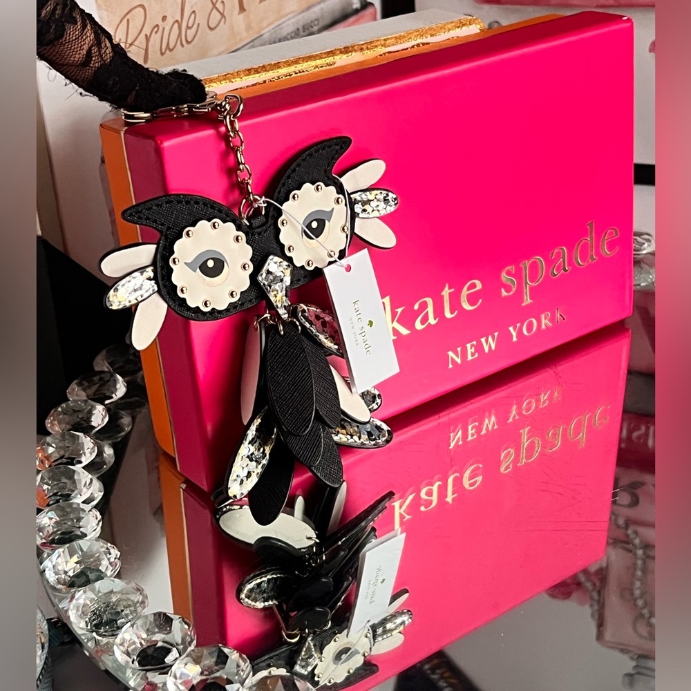 Kate Spade New York NWT Leather Owl Key Fob Key Chain - Picture 6 of 11